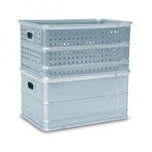 Caja metálica de aluminio apilable