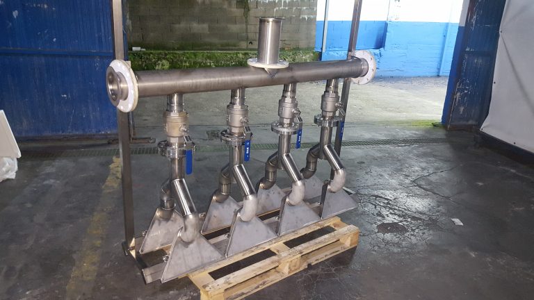 Colector de distribución en inoxidable con valvulería